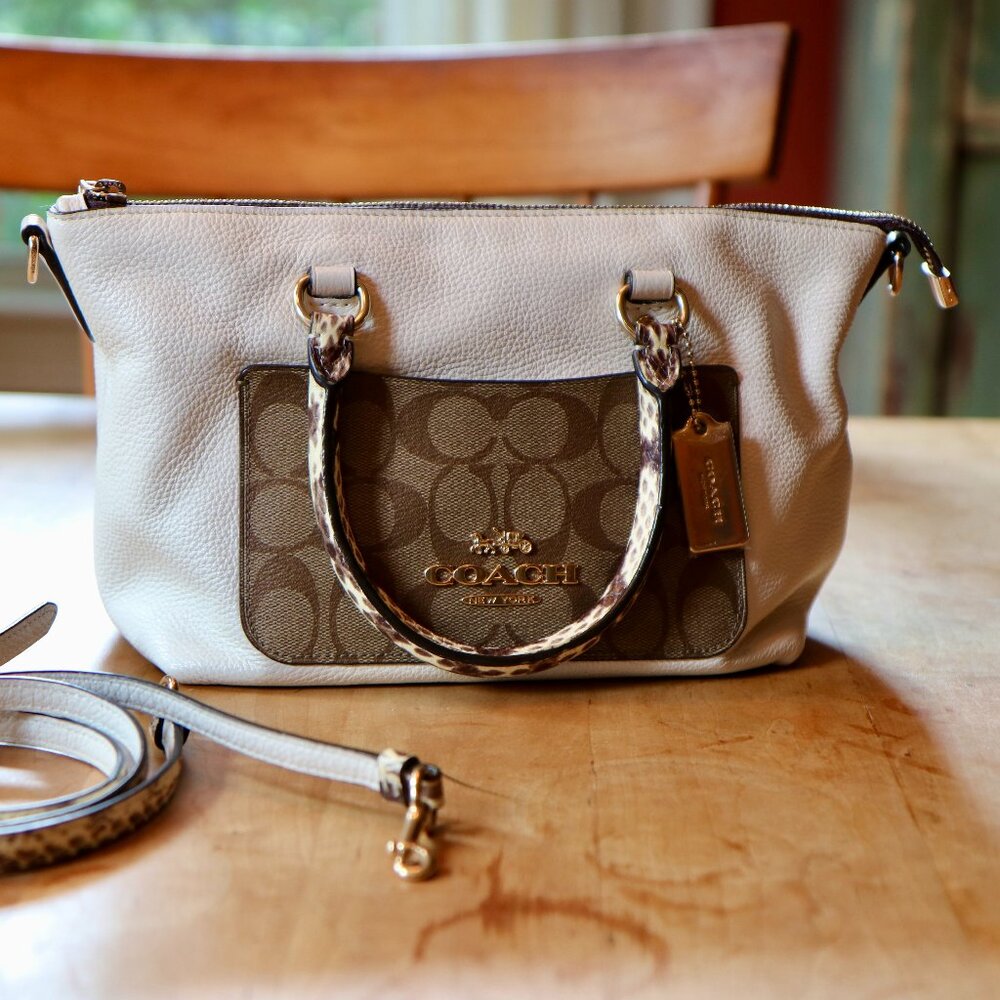 Coach Signature Exotic Mix Mini Emma Satchel EUC